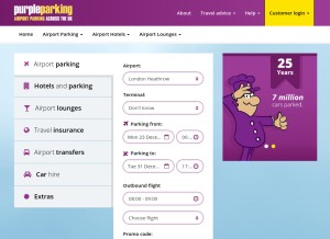 How purpleparking.com looks like on a tablet such as an iPad.
