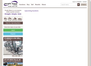 How purplewave.com looks like on a tablet such as an iPad.