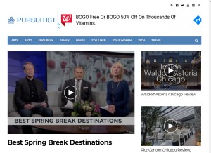 How pursuitist.com looks like on a tablet such as an iPad.
