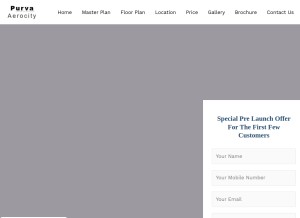 How purva-aerocity.in looks like on a tablet such as an iPad.