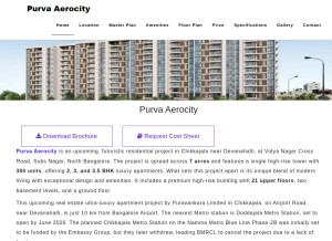 How purvaaerocity.ind.in looks like on a tablet such as an iPad.