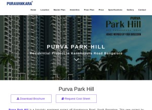 How purvaparkhill.info looks like on a tablet such as an iPad.