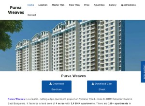 How purvaweaves.info looks like on a tablet such as an iPad.