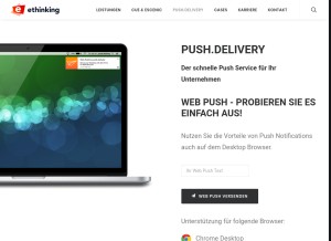How push.delivery looks like on a tablet such as an iPad.