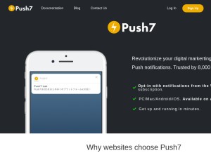 How push7.jp looks like on a tablet such as an iPad.