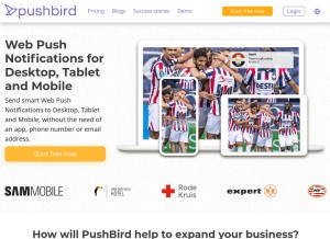How pushbird.com looks like on a tablet such as an iPad.