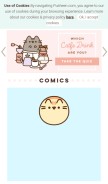 How pusheen.com looks like on a mobile device such as an iPhone.