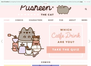 How pusheen.com looks like on a tablet such as an iPad.