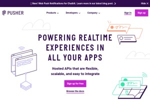 How pusherapp.com looks like on a tablet such as an iPad.