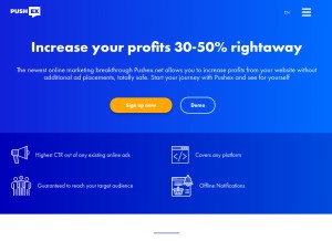 How pushex.io looks like on a tablet such as an iPad.
