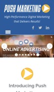 How pushmarketing.us looks like on a mobile device such as an iPhone.