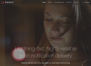 How pushy.me looks like on a tablet such as an iPad.