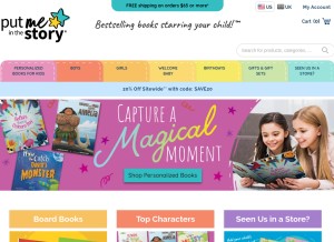 How putmeinthestory.com looks like on a tablet such as an iPad.