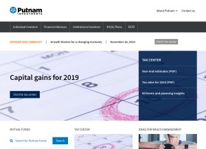 How putnam.com looks like on a tablet such as an iPad.