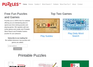 How puzzles.ca looks like on a tablet such as an iPad.