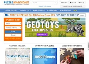 How puzzlewarehouse.com looks like on a tablet such as an iPad.