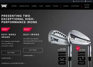 How pxg.com looks like on a tablet such as an iPad.