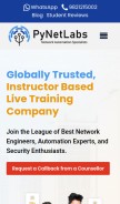 How pynetlabs.com looks like on a mobile device such as an iPhone.