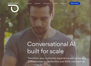 How pypestream.com looks like on a tablet such as an iPad.
