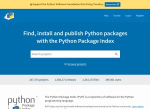 How pypi.org looks like on a tablet such as an iPad.