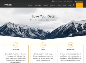 How pythian.com looks like on a tablet such as an iPad.