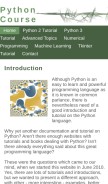How python-course.eu looks like on a mobile device such as an iPhone.