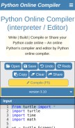 How pythononlinecompiler.com looks like on a mobile device such as an iPhone.