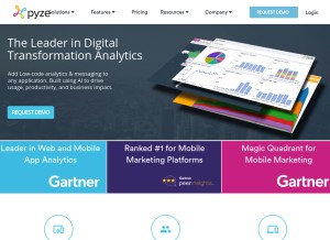 How pyze.com looks like on a tablet such as an iPad.