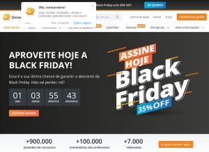 How qconcursos.com looks like on a tablet such as an iPad.