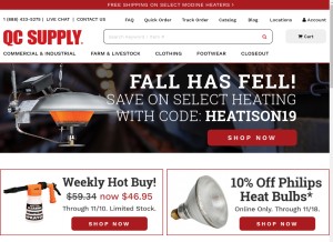 How qcsupply.com looks like on a tablet such as an iPad.