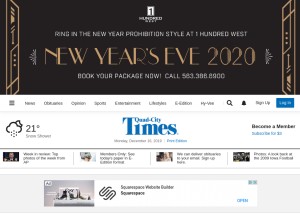 How qctimes.com looks like on a tablet such as an iPad.
