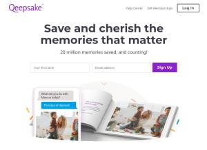 How qeepsake.com looks like on a tablet such as an iPad.