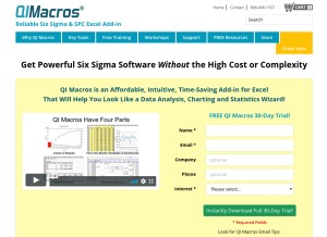 How qimacros.com looks like on a tablet such as an iPad.