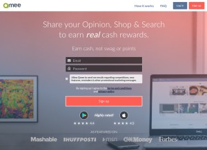 How qmee.com looks like on a tablet such as an iPad.