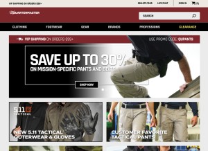 How qmuniforms.com looks like on a tablet such as an iPad.