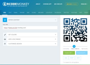 How qrcode-monkey.com looks like on a tablet such as an iPad.
