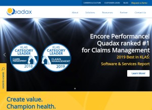 How quadax.com looks like on a tablet such as an iPad.
