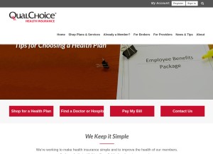 How qualchoice.com looks like on a tablet such as an iPad.