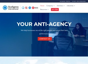 How qualigence.com looks like on a tablet such as an iPad.
