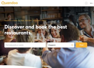How quandoo.sg looks like on a tablet such as an iPad.