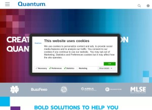 How quantum.com looks like on a tablet such as an iPad.