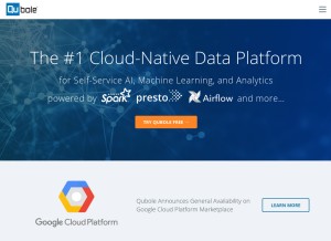 How qubole.com looks like on a tablet such as an iPad.