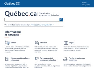 How quebec.ca looks like on a tablet such as an iPad.