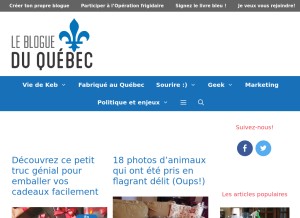 How quebecblogue.com looks like on a tablet such as an iPad.