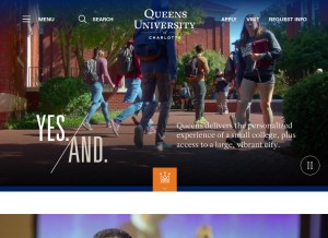 How queens.edu looks like on a tablet such as an iPad.