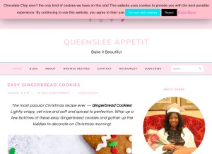 How queensleeappetit.com looks like on a tablet such as an iPad.