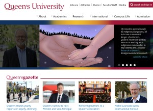 How queensu.ca looks like on a tablet such as an iPad.