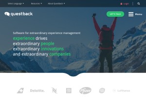 How questback.com looks like on a tablet such as an iPad.
