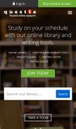 How questia.com looks like on a mobile device such as an iPhone.