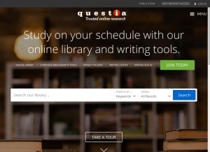 How questia.com looks like on a tablet such as an iPad.